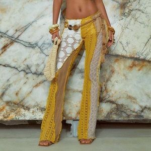 Jaded London Tan and Yellow Paneled Pants